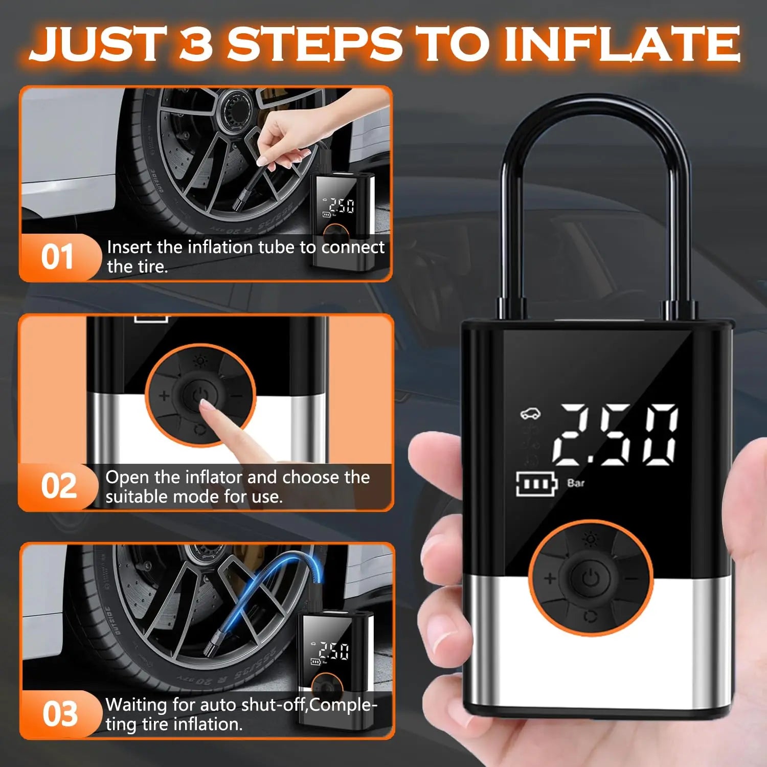 Portable Air Compressor: Cordless Tire Inflator 