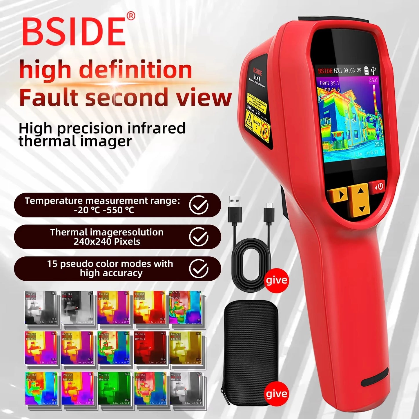 Handheld Thermal Camera HX1 -20~550C, 100x100IR Resolution