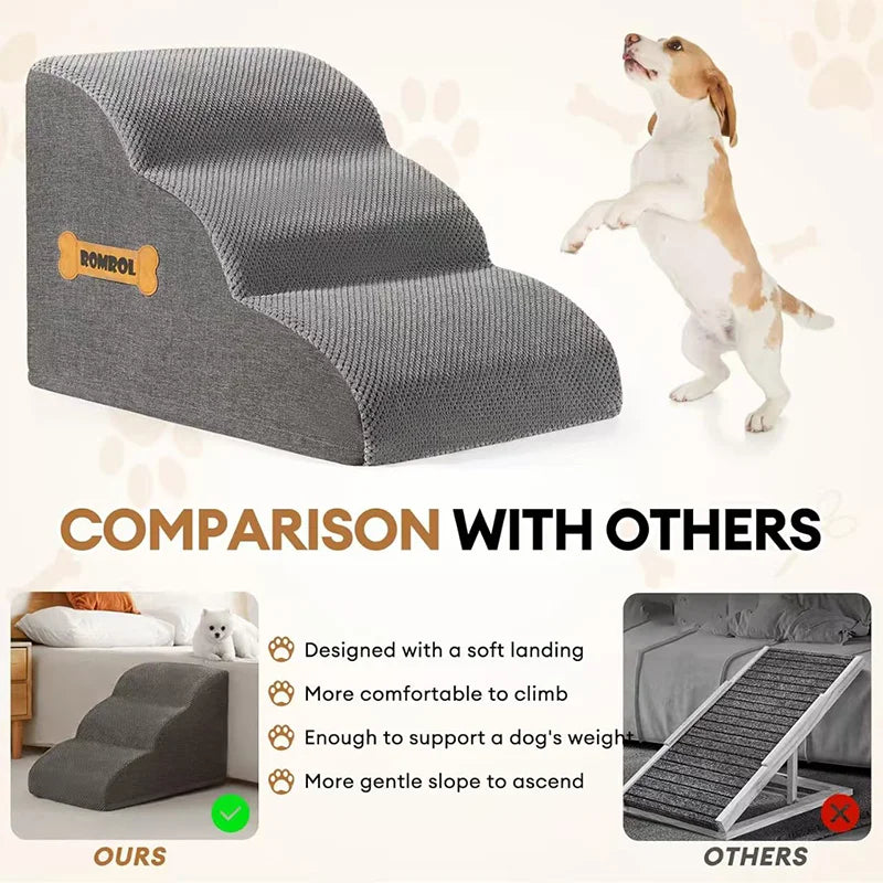 Pet Stairs Large Dog: Extra Wide Non-Slip Steps for Bed/Couch