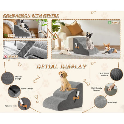 Pet Stairs Large Dog: Extra Wide Non-Slip Steps for Bed/Couch