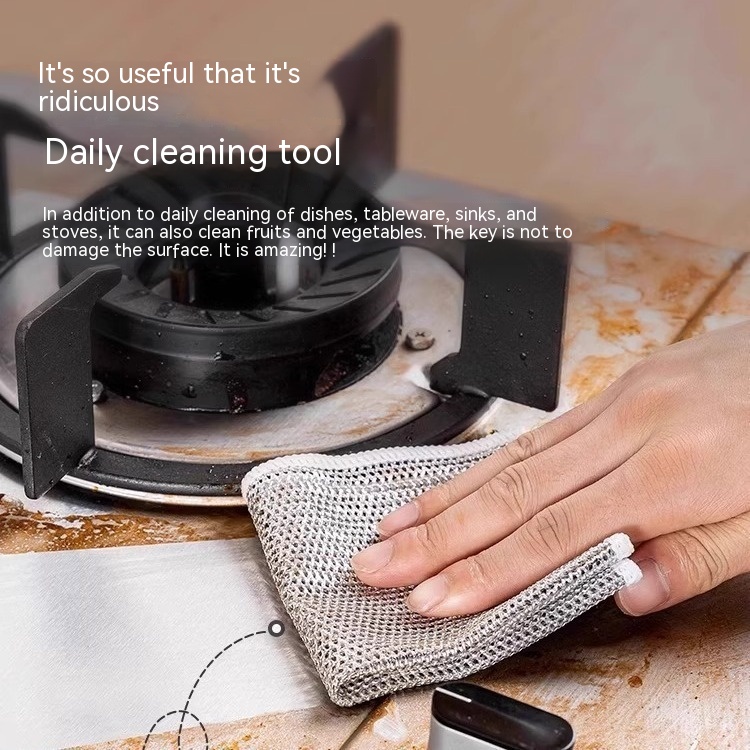 Silver Silk Rag Double-sided Kitchen Magic Dishcloth - Product view 6 Silver microfiber cleaning cloth for wiping furniture - Product view 6
