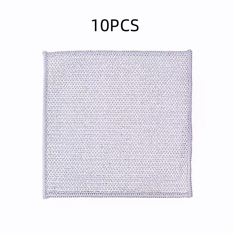 Steel Wire Rag Mesh Dishcloth Oil-free - Product view 1 Silver plaid nylon mesh dishcloth for pots and bowls - Product view 1