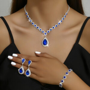 Sun and moon rhinestone bridal jewelry set with necklace, earrings and bracelet - Main product view