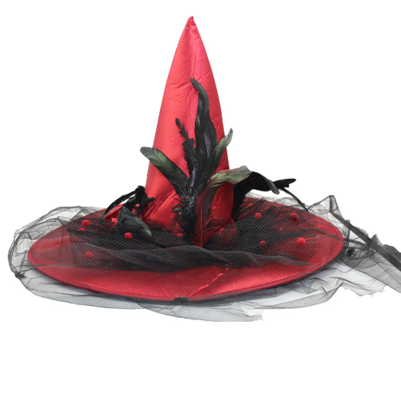 Cloth Halloween witch hat in red, black, or purple - Product view 5