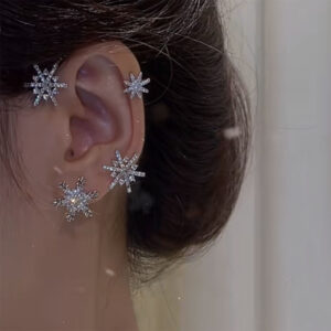 White snowflake ear hook for non-pierced ears - Main product view