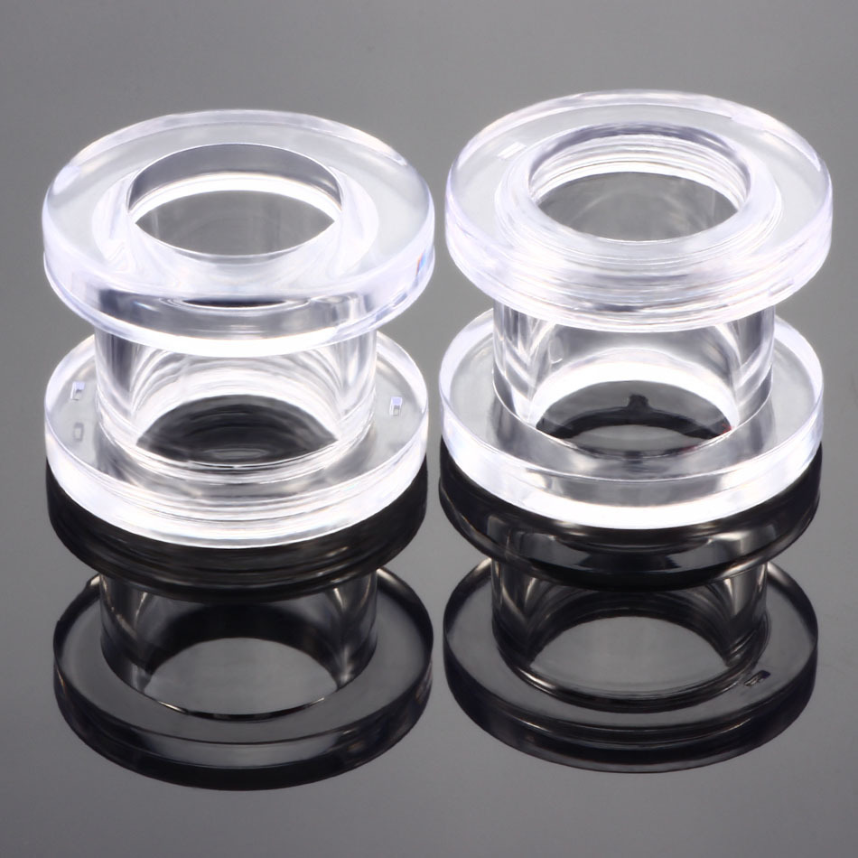Colorful acrylic hollow-channel ear expanders in geometric styles - Product view 6