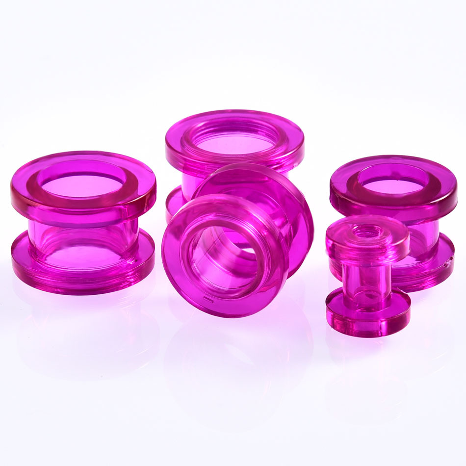 Colorful acrylic hollow-channel ear expanders in geometric styles - Main product view