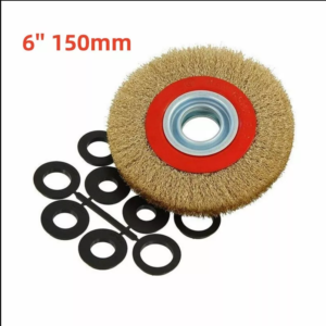 6-inch gold steel wire wheel brush for a bench grinder - Main product view
