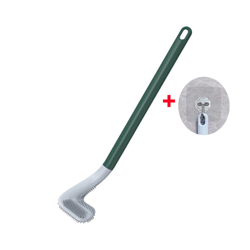 Triangle-shaped silicone toilet cleaning brush with wall-hanging hook - Product view 2