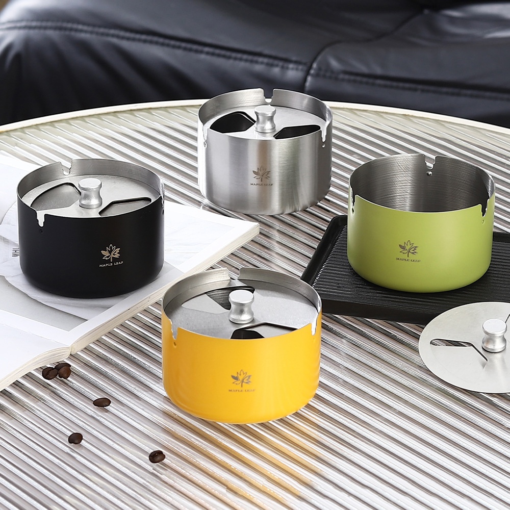 Stainless Steel Ash Tray Heightened Rotating Windproof With Cover - Main product view
