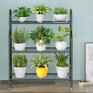 Black metal floor-standing plant bracket - Main product view