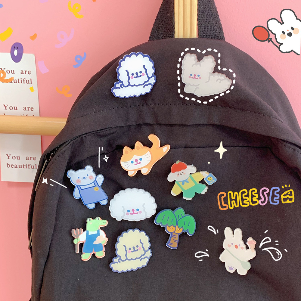 Cute cartoon animal acrylic brooch pin for clothing or bags - Main product view