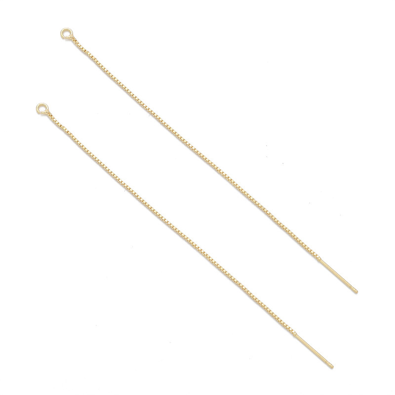 Minimalist gold-plated copper tassel ear chain earrings - Product view 9