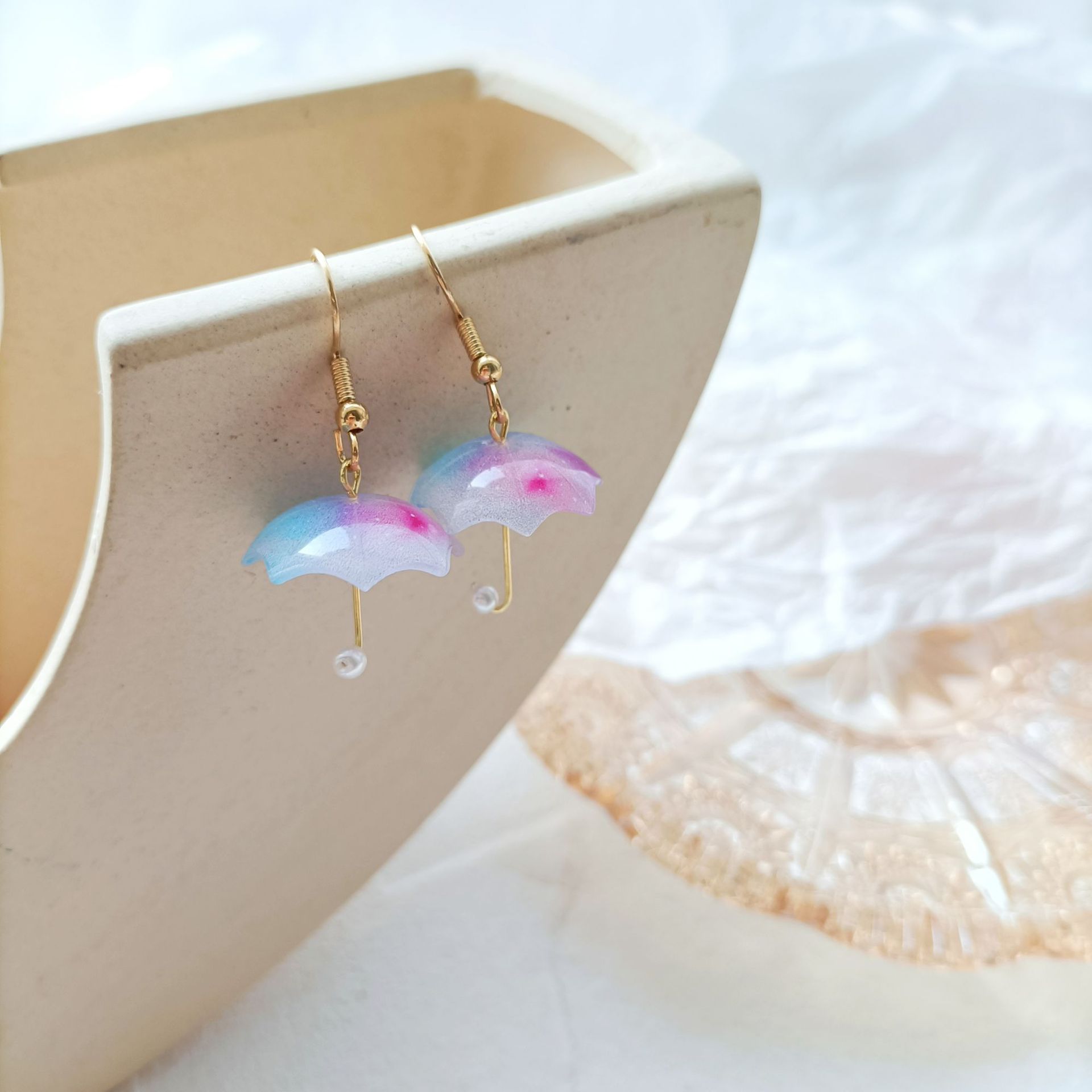 Women's colorful geometric umbrella-inspired stud earrings - Product view 5