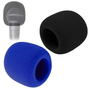 Two foam microphone windscreens for handheld microphones in black and blue - Main product view