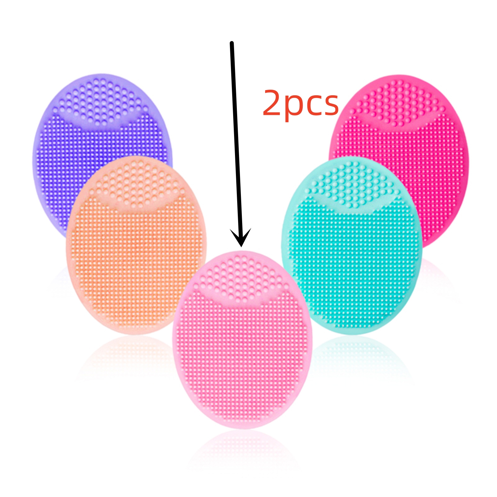 Soft silicone oval facial cleansing brush and massage tool - Product view 2
