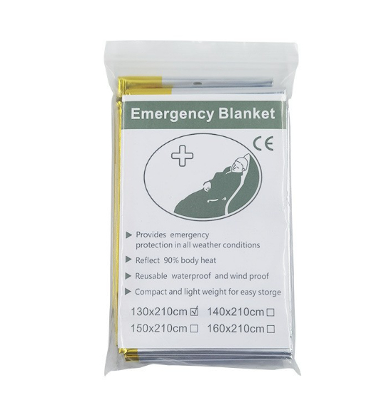 Silver reusable emergency survival blanket folded for outdoor and emergency use - Product view 1