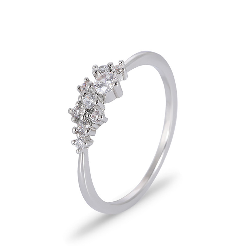 Geometric diamond-style alloy ring in gold or silver - Silver-Number 6