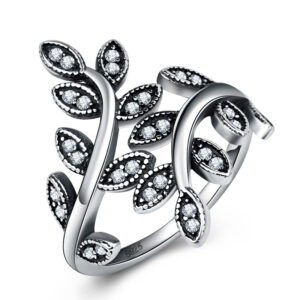 Black vintage-style Tree of Life ring - Main product view