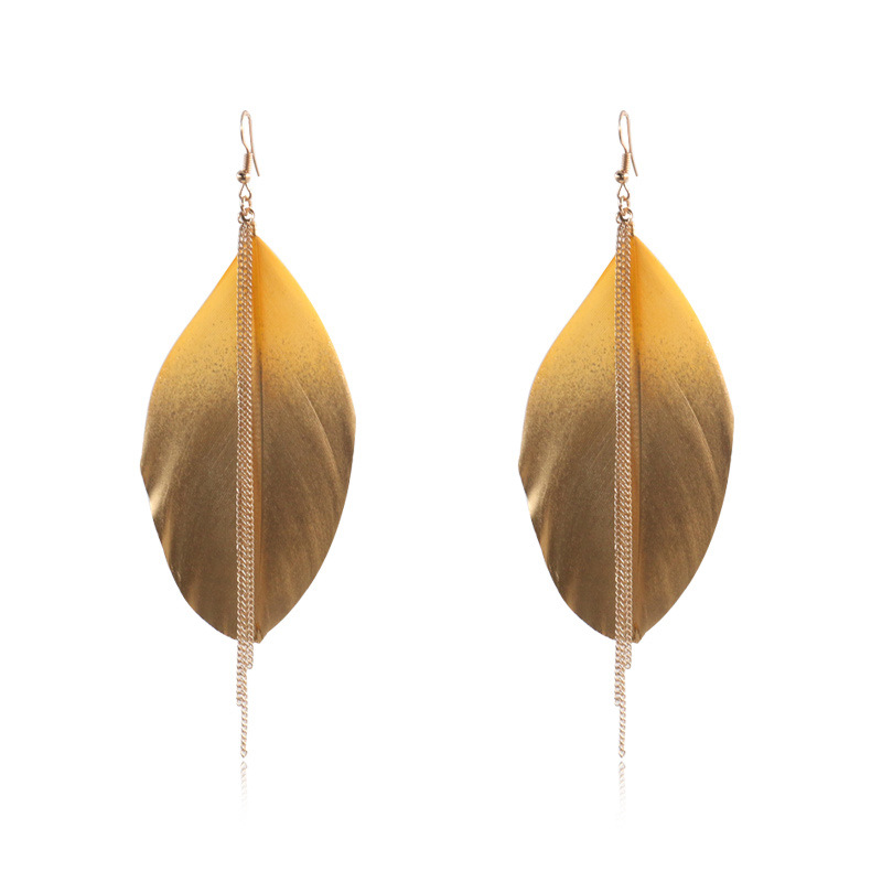 Women's colorful sequin feather leaf earrings in assorted colors - Product view 8
