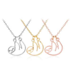 Cute sloth pendant necklace in an electroplated alloy finish - Main product view