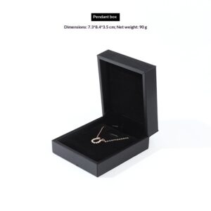 Black brushed leather jewelry box for rings, pendants, necklaces, and bracelets - Main product view