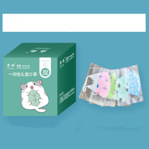Disposable 3D cartoon dustproof face mask for children with hanging ear loops - Main product view
