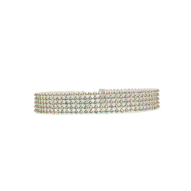 Women's crystal rhinestone choker necklace with extended chain - Product view 5