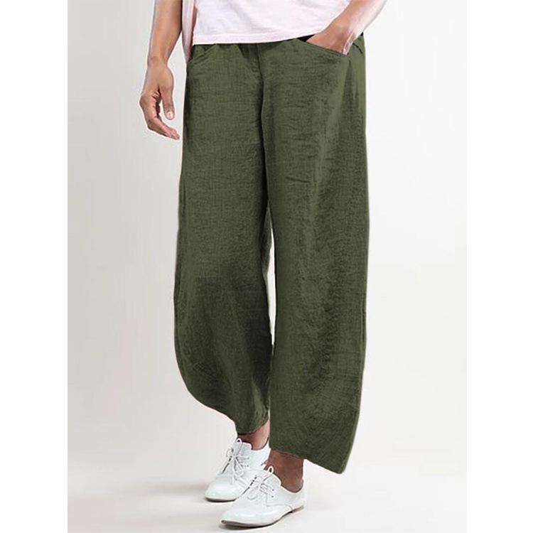 Women's cotton-blend straight-leg cropped pants with a mid-rise waist - Product view 1