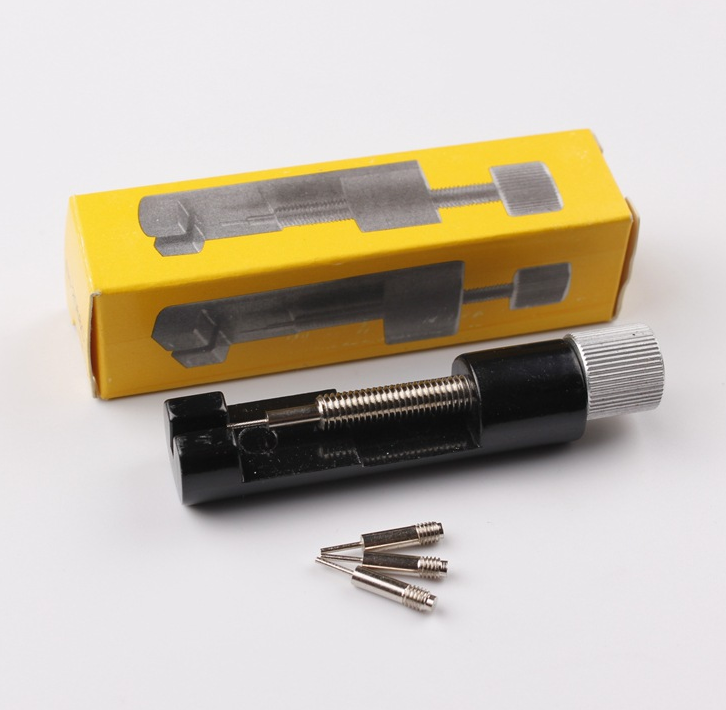 Metal watch bracelet link removal tool with three thimbles - Black