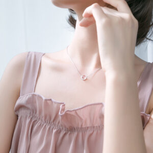 Strawberry quartz pendant necklace with silver-plated adjustable box chain - Main product view