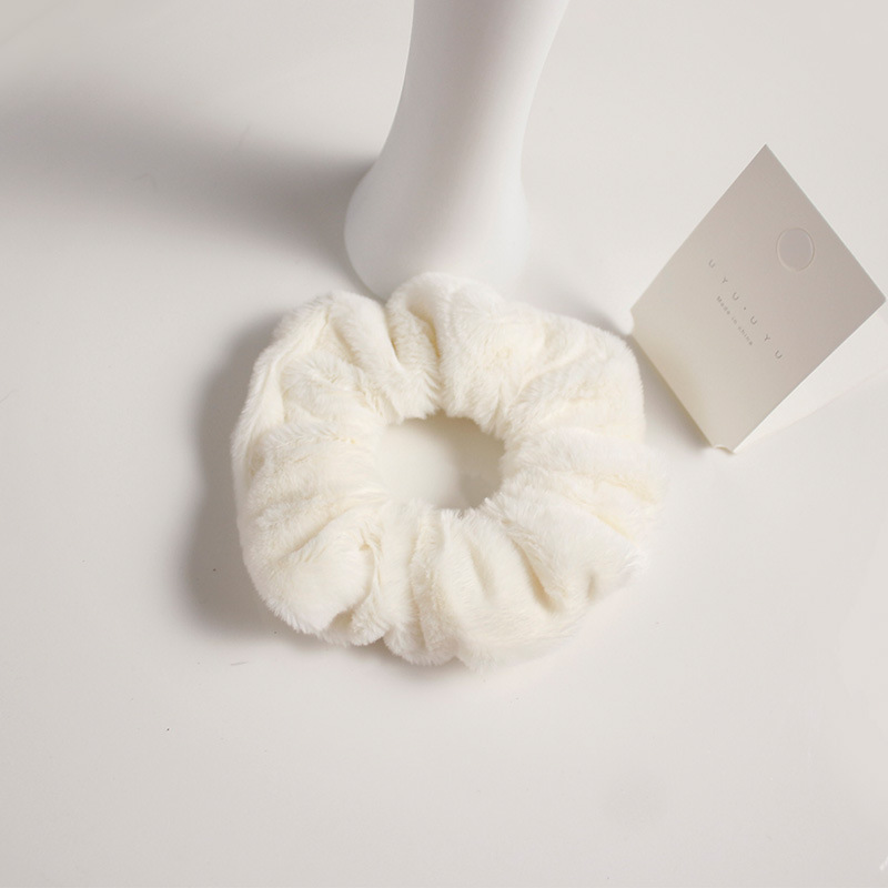 Cute plush large intestine-inspired fabric hair tie in assorted colors - Creamy white