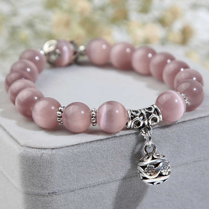 Natural opal bead charm bracelet for women with alloy rope chain - Product view 1