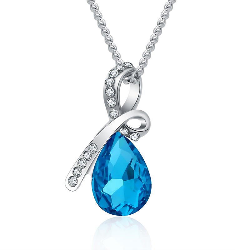 Colorful drop crystal pendant necklace with adjustable chain - Main product view