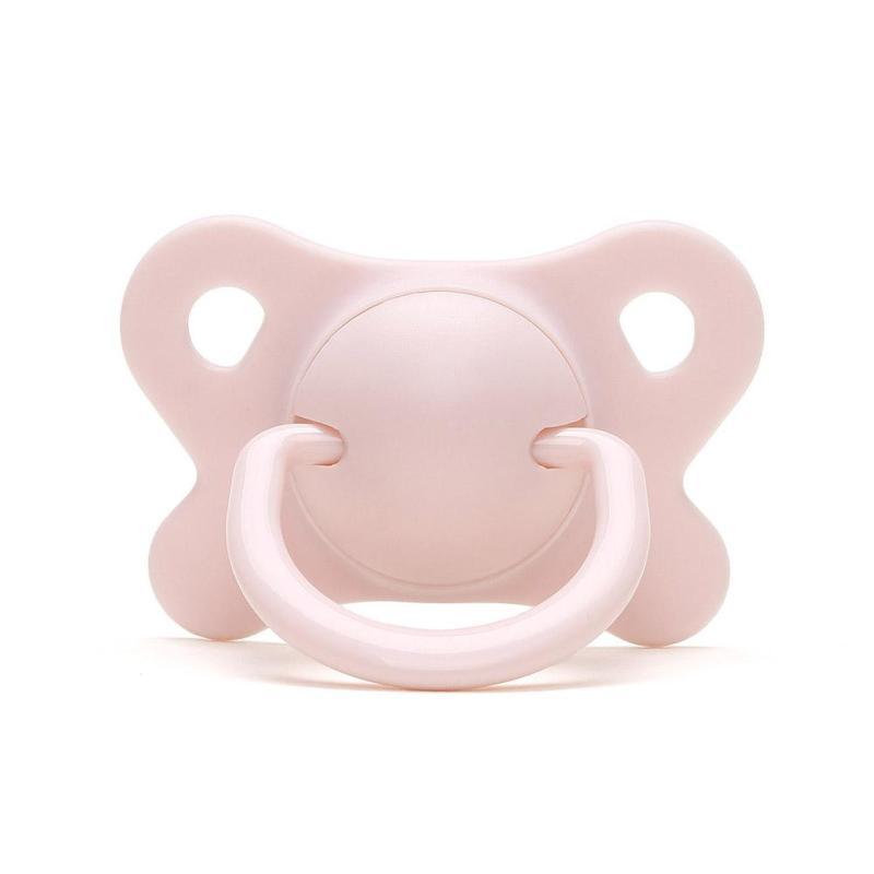 Soft silicone baby pacifier with flat-head design - Pink-M