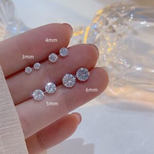 Round zircon stud earrings with sterling silver posts - Main product view