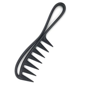 Black plastic large-tooth hair texture and oil comb - Main product view