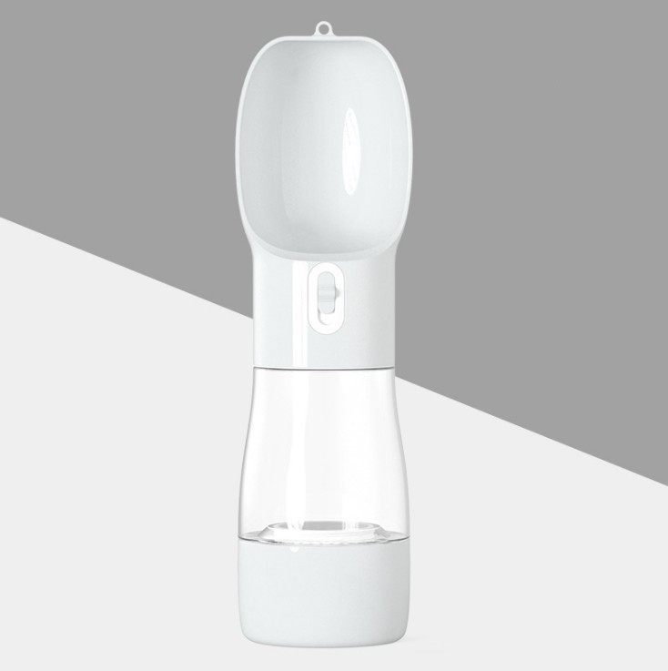 Portable dog water bottle with separate food container and carrying strap - Product view 1