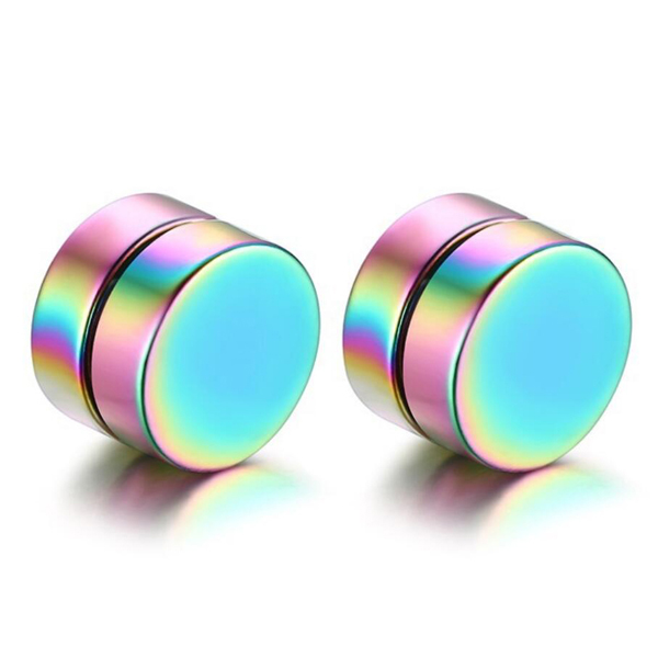 Men's geometric magnetic clip-on stud earrings in assorted colors - Product view 4
