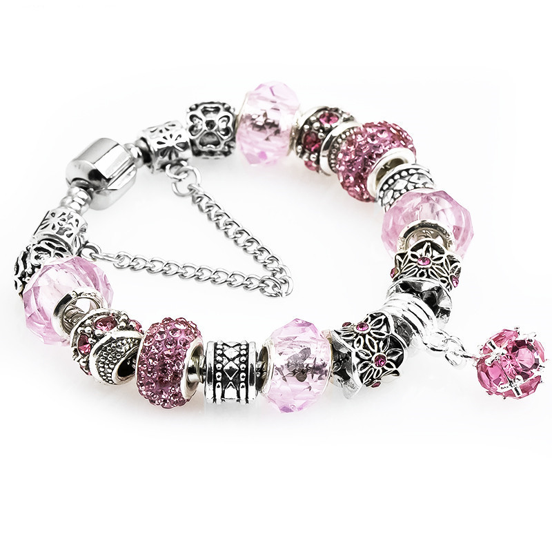 Women's alloy four-leaf clover beaded pendant bracelet - Product view 1