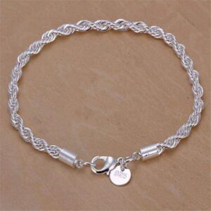 4mm twisted rope silver-plated bracelet in silver or gold - Main product view