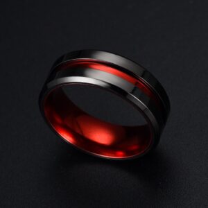 Black stainless steel unisex fashion ring - Main product view