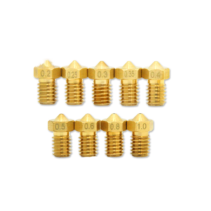 Brass M6 3D printer nozzle with multiple size options - Main product view