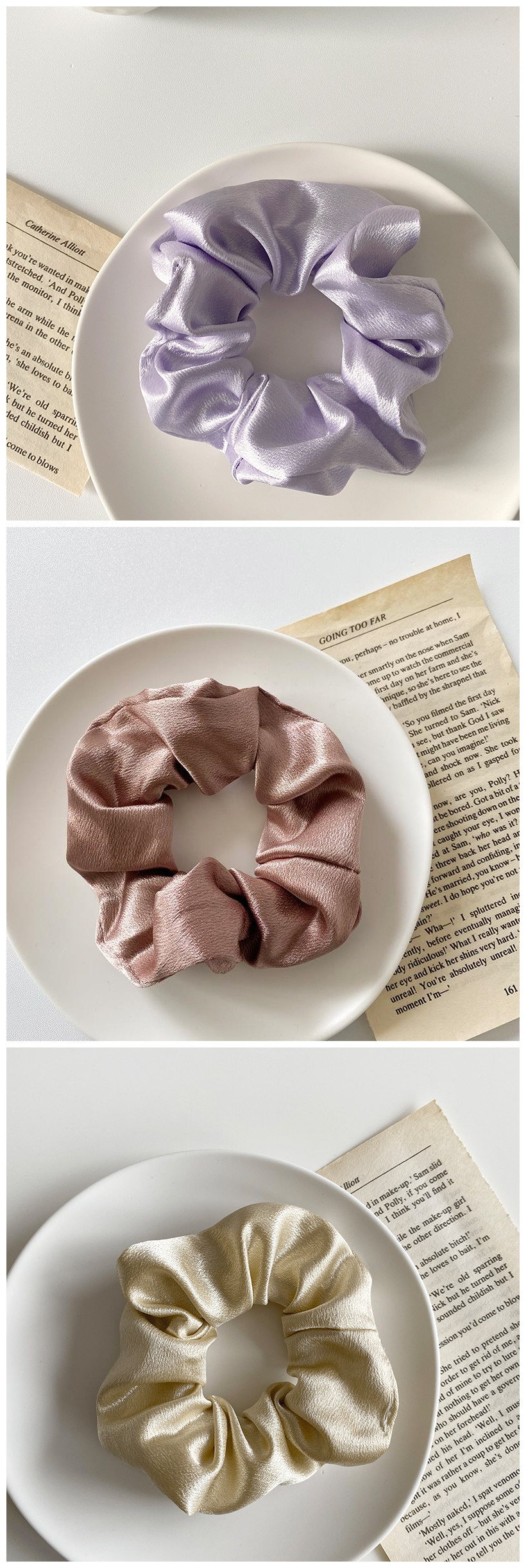 Simple satin retro large intestine loop hair rope in assorted colors - Product view 10