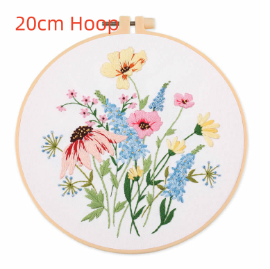Floral cotton-linen embroidery DIY material kit with fabric components - Product view 10