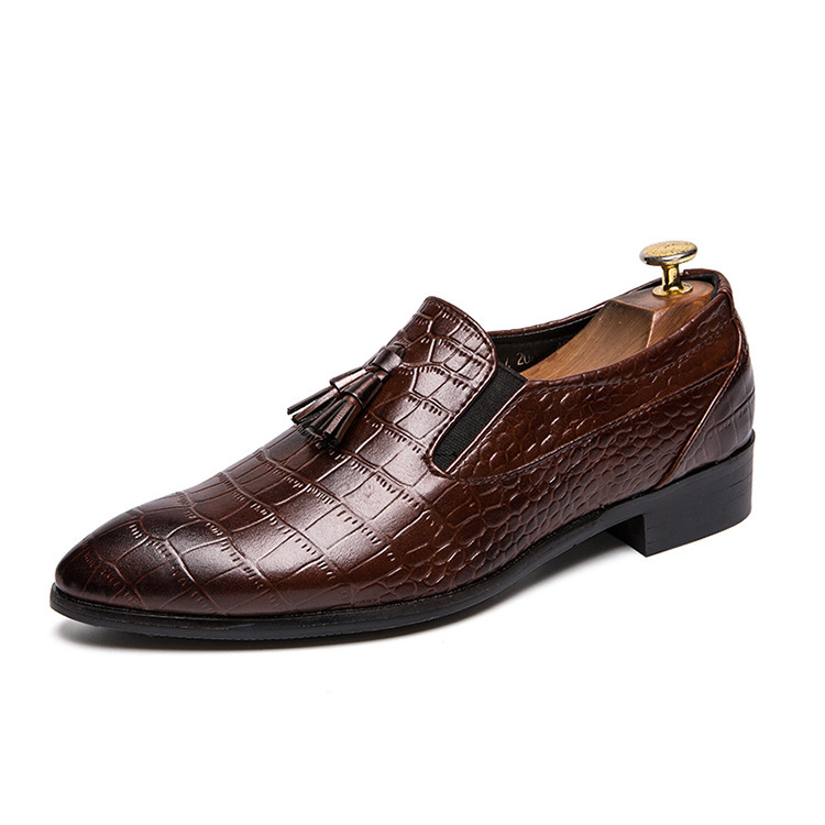 Men’s pointed-toe low-top leather-look shoes with rubber sole - Product view 4