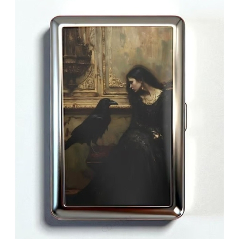 Retro aluminum cigarette case and cardholder with decorative print - Product view 10
