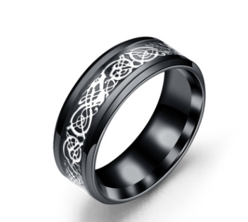 Men's stainless steel dragon pattern ring in silver or gold-tone style - Product view 4