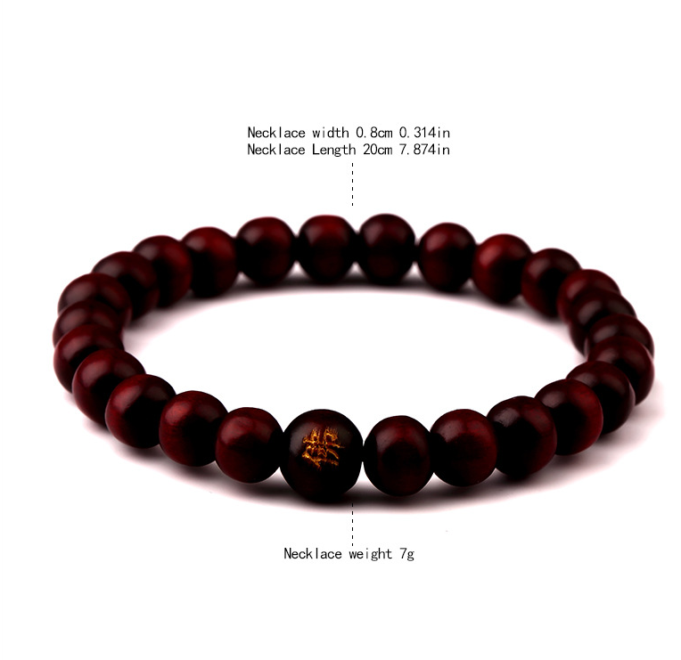 Natural wooden beaded Root Chakra bracelet with Buddha-inspired styling - Product view 10