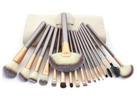 Persian Makeup Brush Set, Rice White Bristles with Champagne Handles